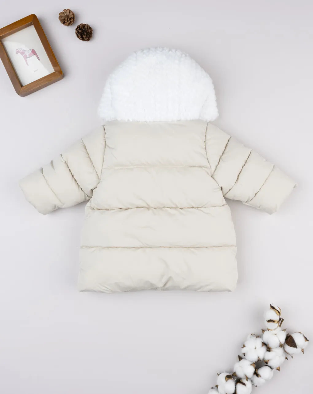 Prenatal Cream down jacket for girls with inserts