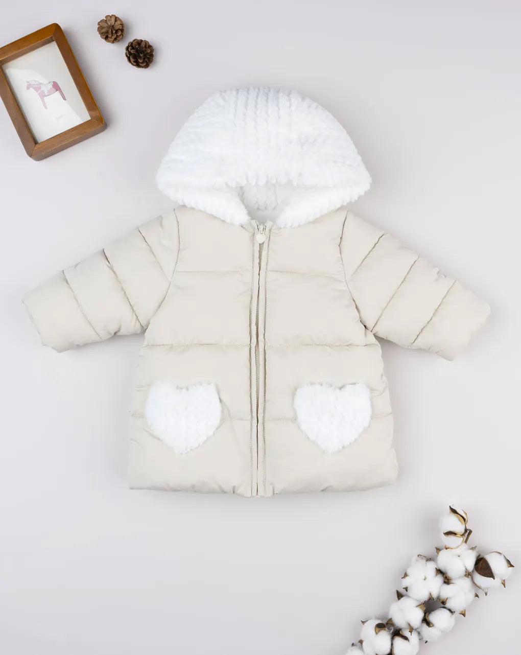 Prenatal Cream down jacket for girls with inserts