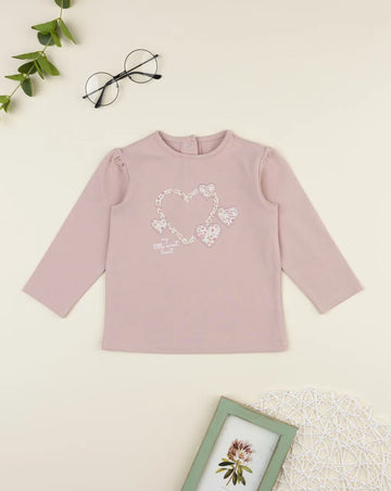 Prenatal Pink T-shirt with heart patches for girls