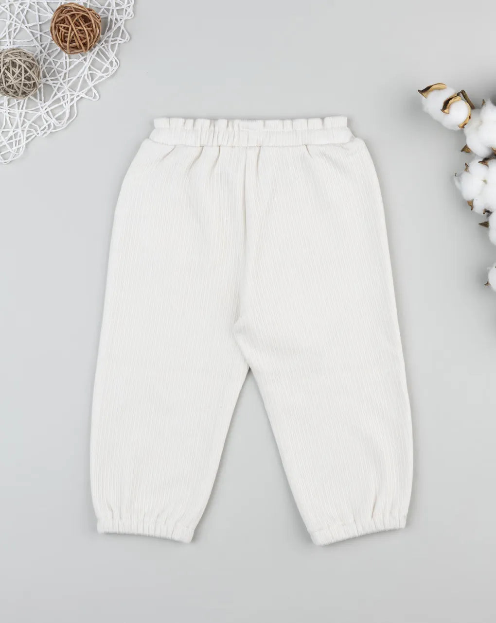 Prenatal White ribbed trousers for girls