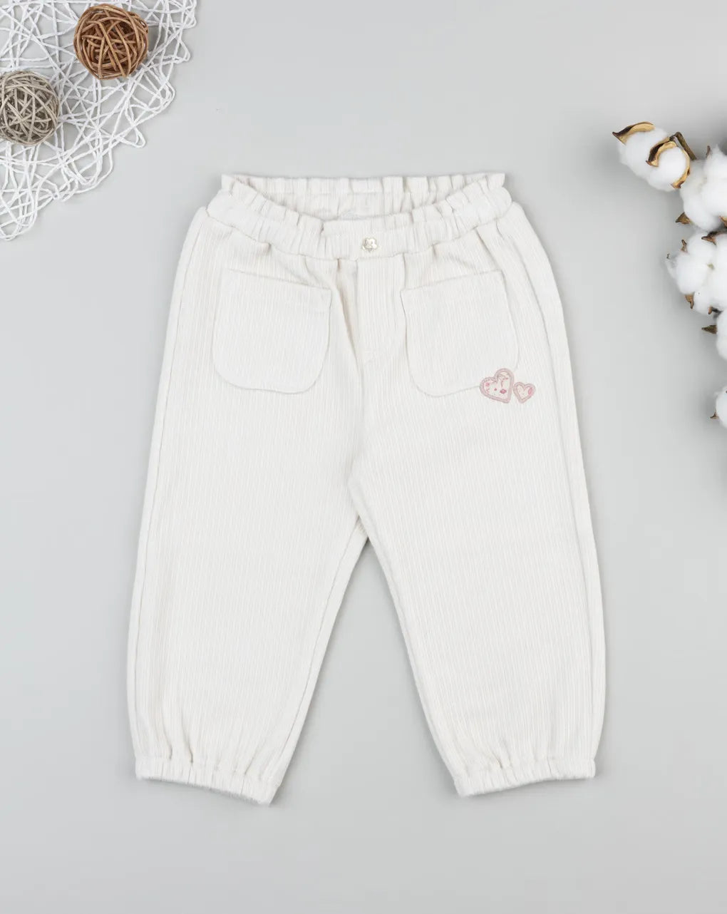 Prenatal White ribbed trousers for girls