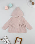 Prenatal Pink ribbed hooded cardigan for girls