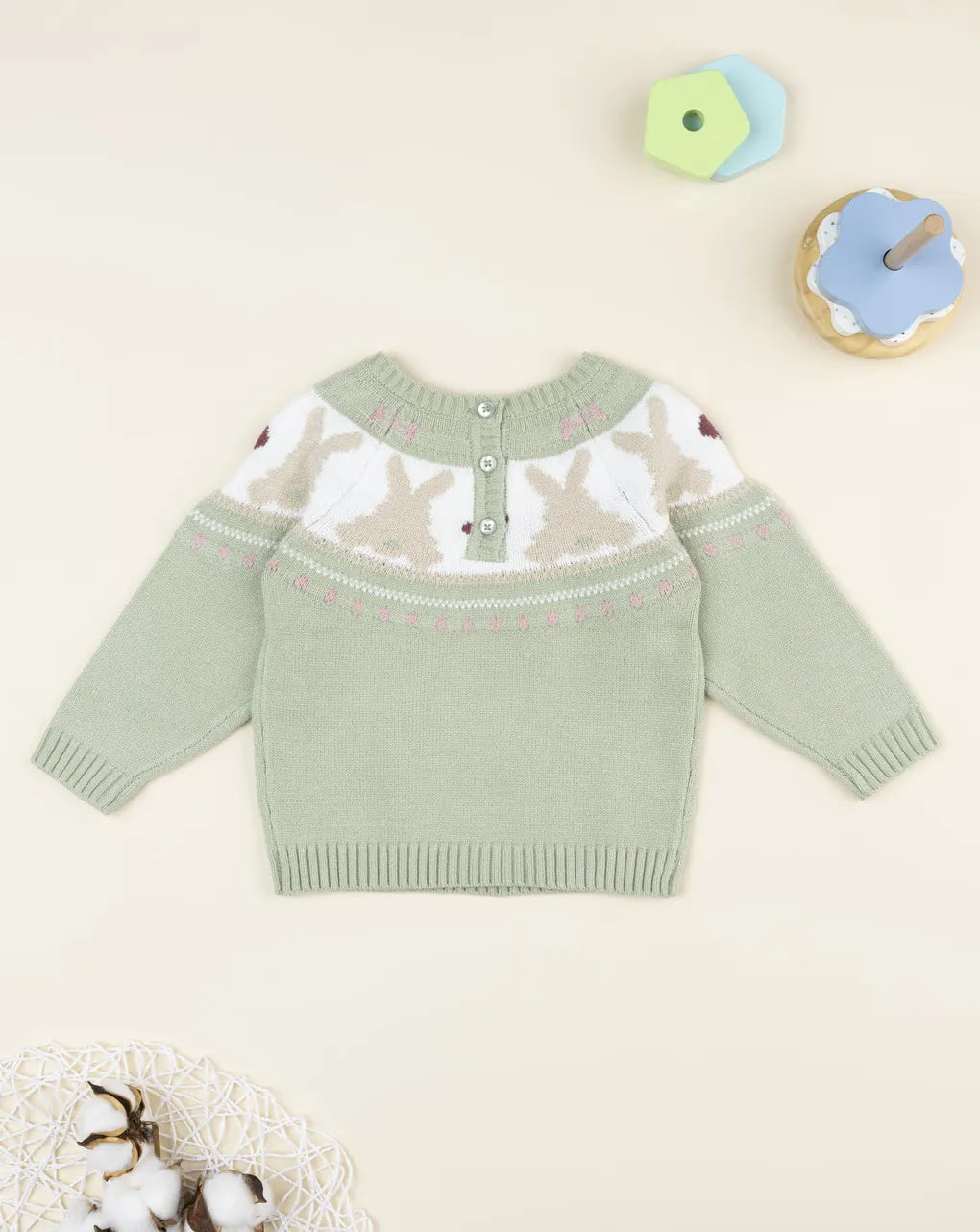 Prenatal Green bunny sweater for girls