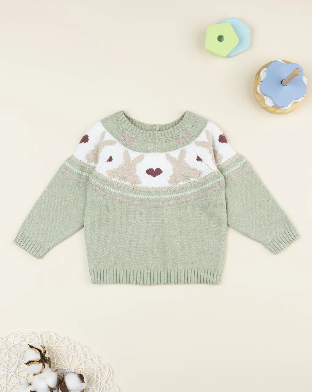 Prenatal Green bunny sweater for girls