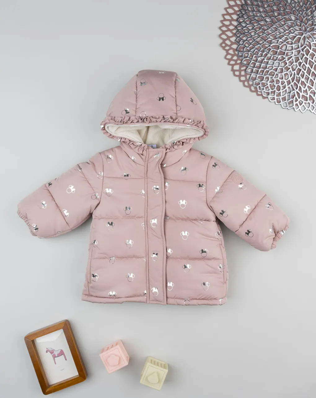 Prenatal Minnie Mouse allover down jacket for girls