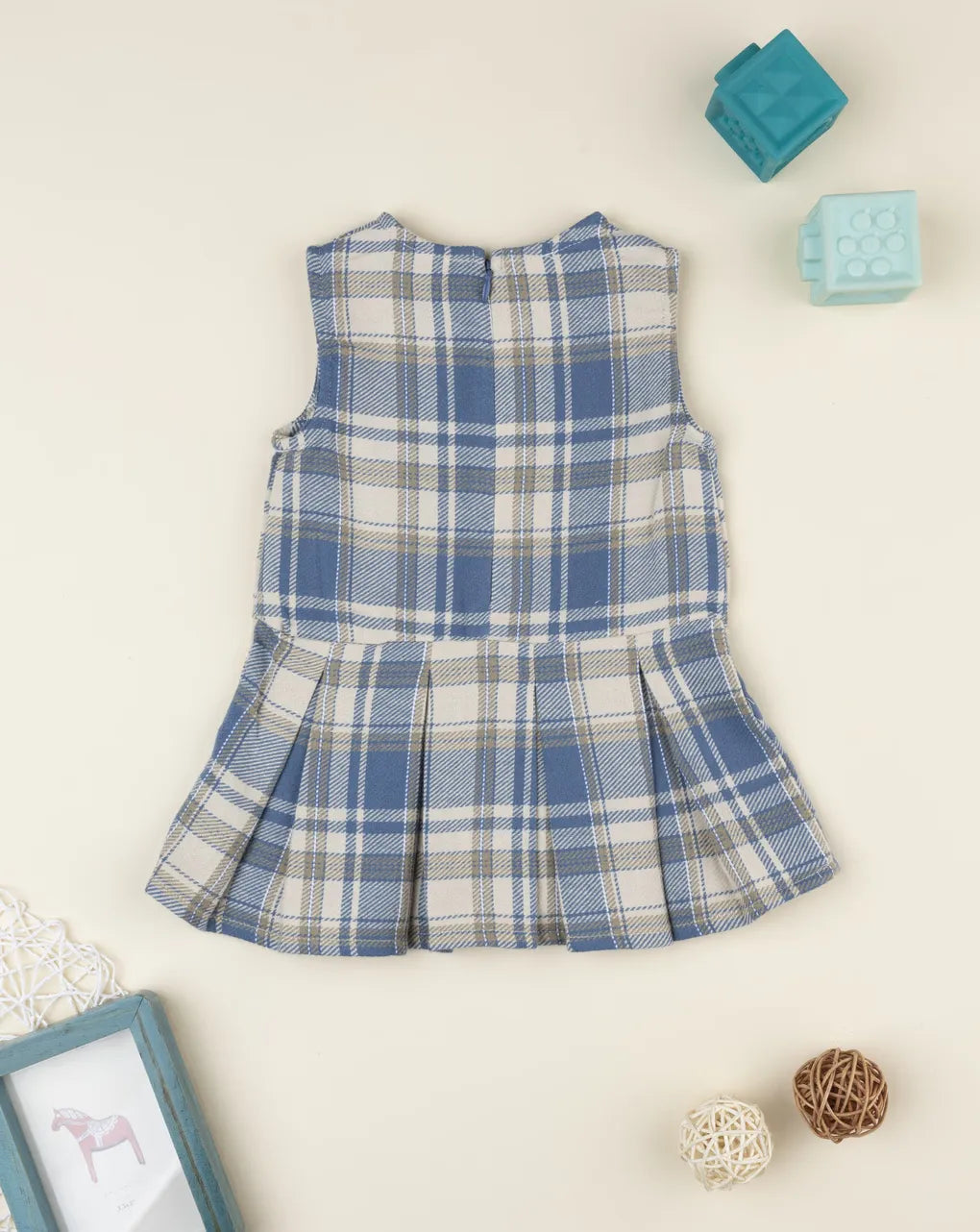 Prenatal Blue/beige tartan dress for girls