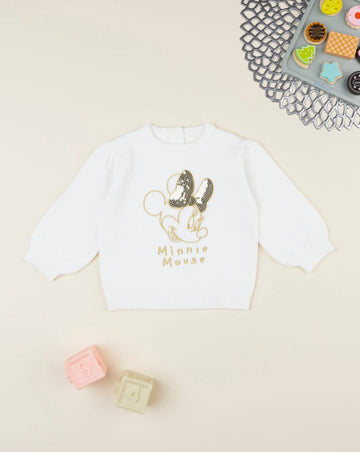 Prenatal Minnie Mouse sequin sweater for girls