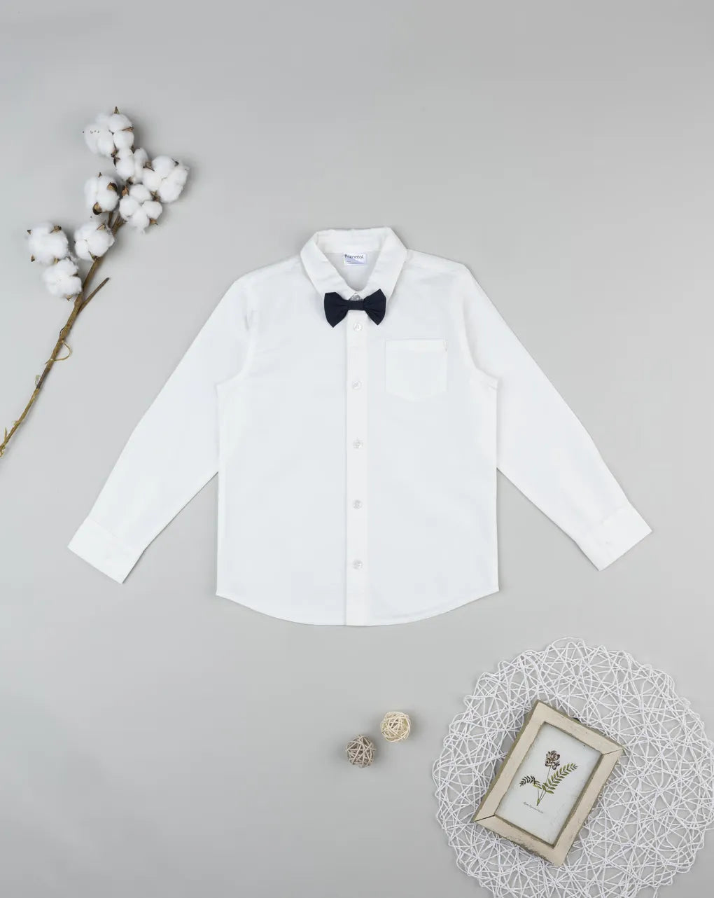 Prenatal White shirt for kids with bow tie