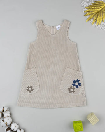 Prenatal Beige overalls for girls with flowers