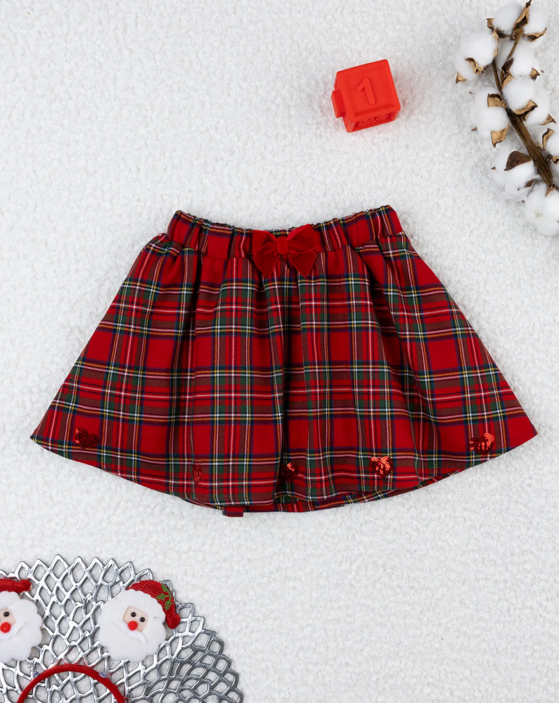Prenatal Tartan skirt with bow and sequins for girls