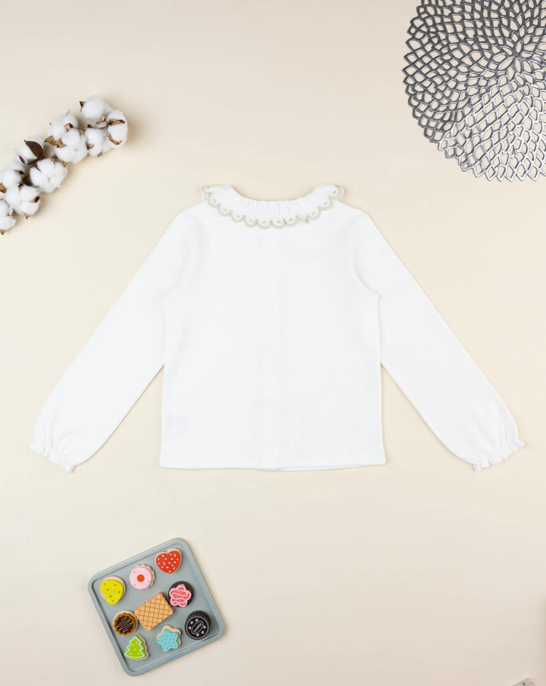 Prenatal White shirt for girls with embroidered collar