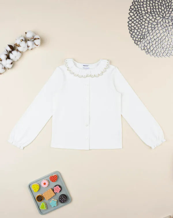Prenatal White shirt for girls with embroidered collar