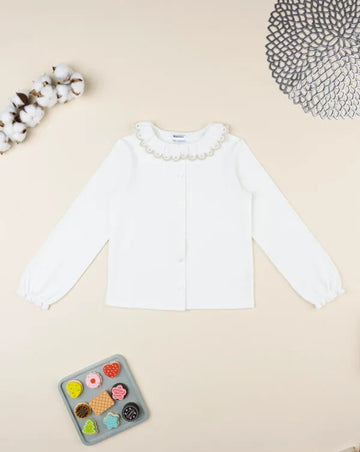 Prenatal White shirt for girls with embroidered collar