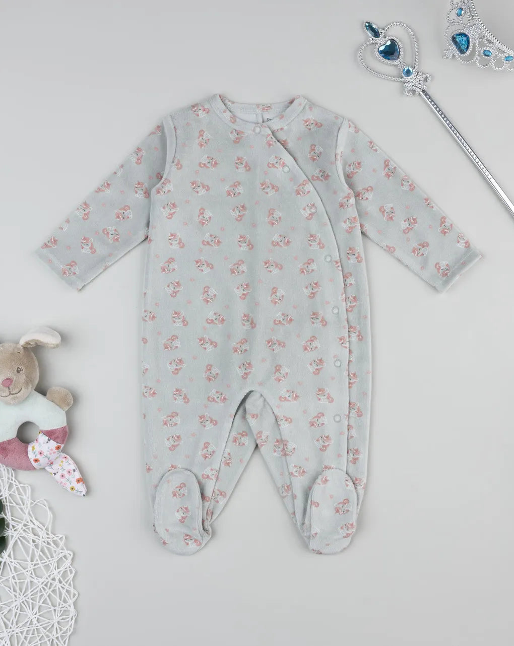 Prenatal Green baby romper with allover unicorns
