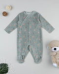 Prenatal Green baby romper with allover teddy bears