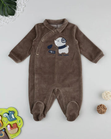 Prenatal Brown puppy baby onesie