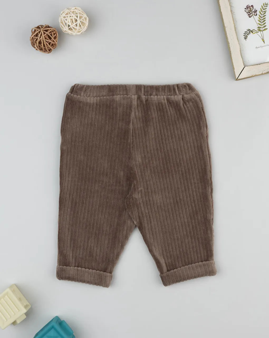 Prenatal Brown ribbed chenille trousers for boys