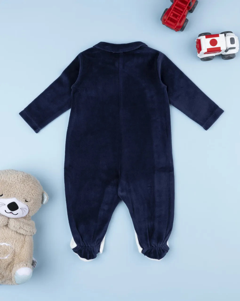 Prenatal Baby girl's white/blue puppy onesie