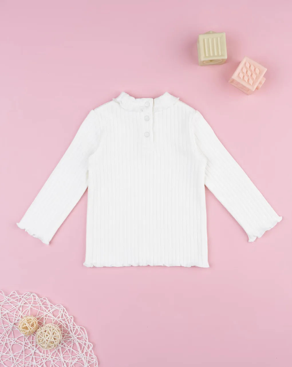 Prenatal White ribbed turtleneck sweater for girls