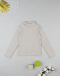 Prenatal Beige ribbed turtleneck sweater for girls