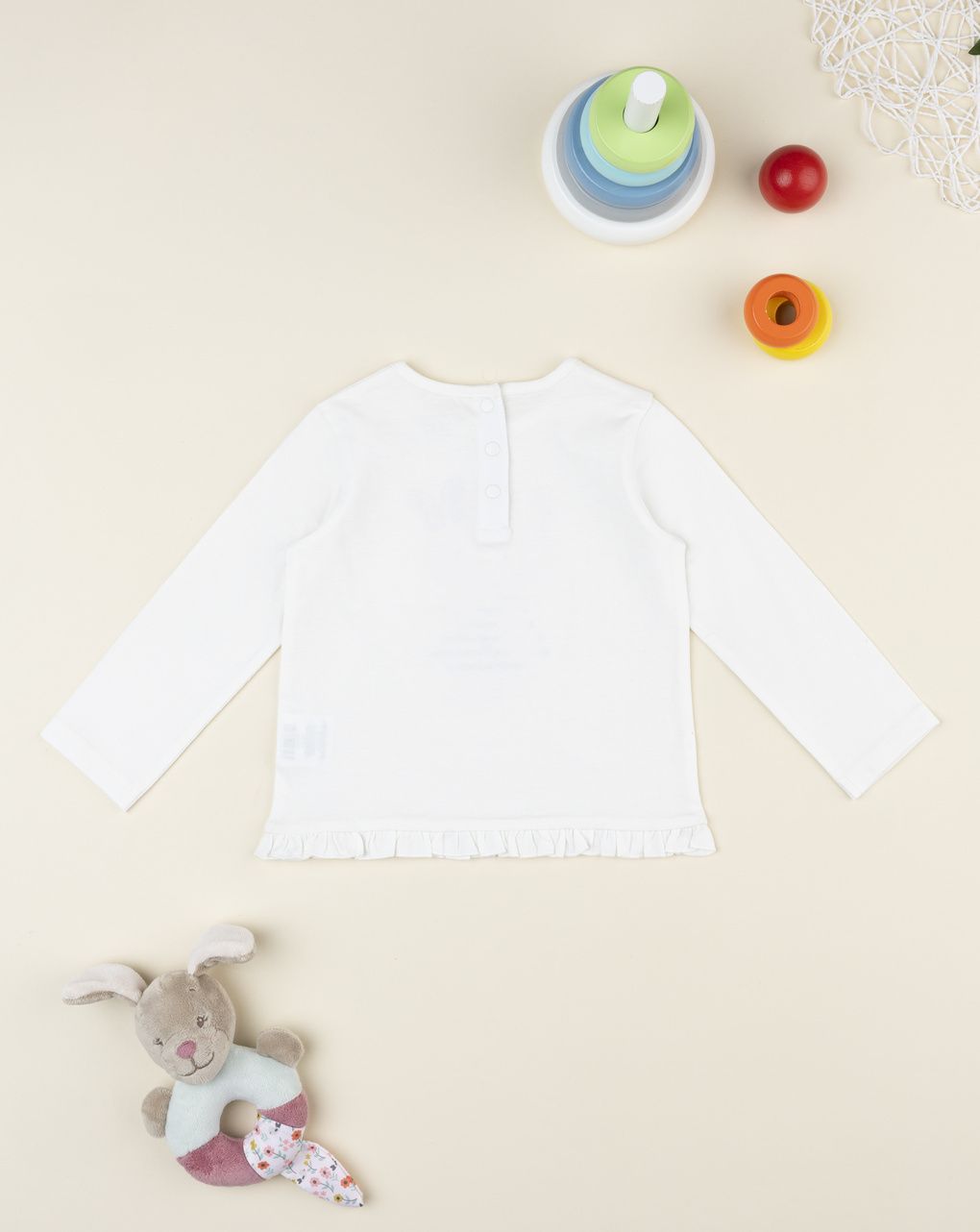 Prenatal Girl White Bear Print T-Shirt