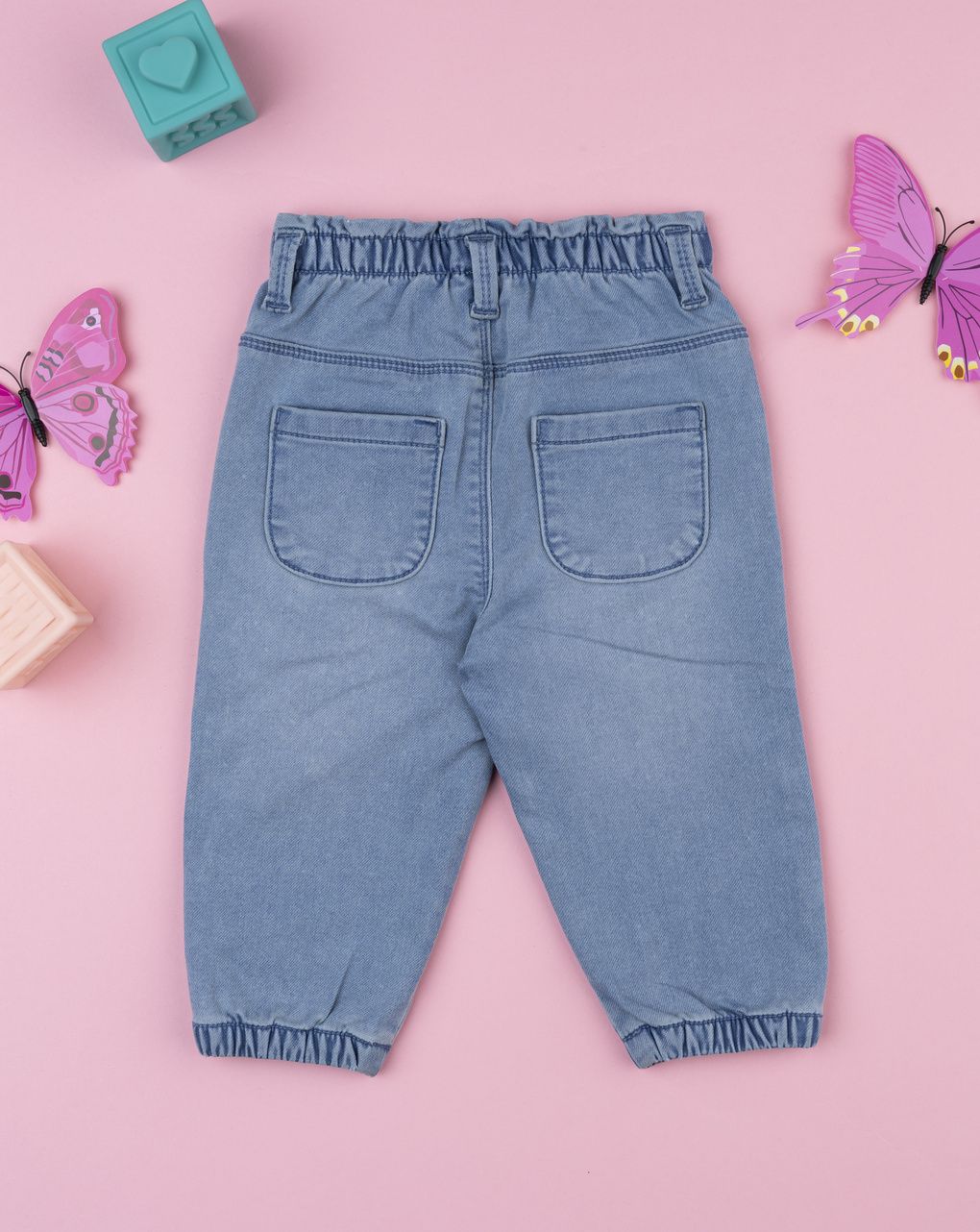 Prenatal Girl Jean with Butterfly Embroidery