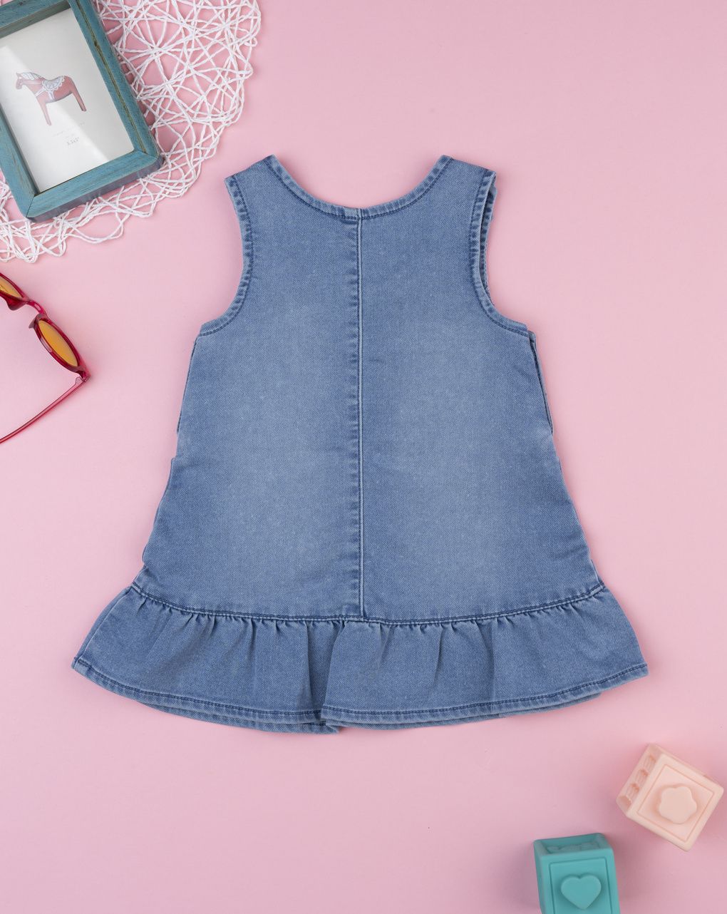 Prenatal Girl Denim Dress with Embroidery