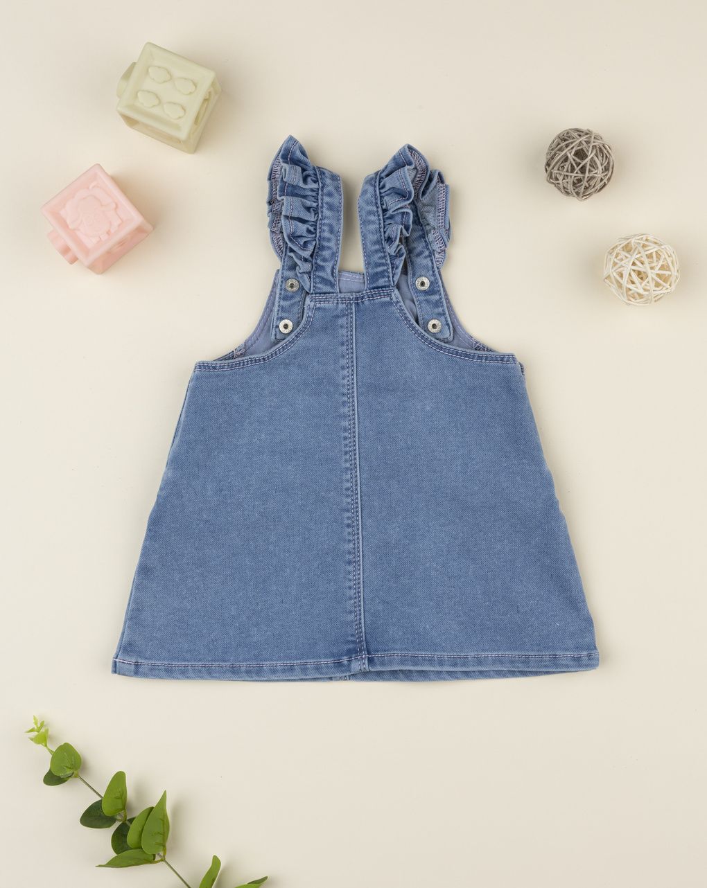 Prenatal Girl Denim Dress with Allover Embroidery