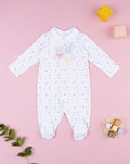 Prenatal Newborn Girl White Printed Baby Smile Sleepsuit