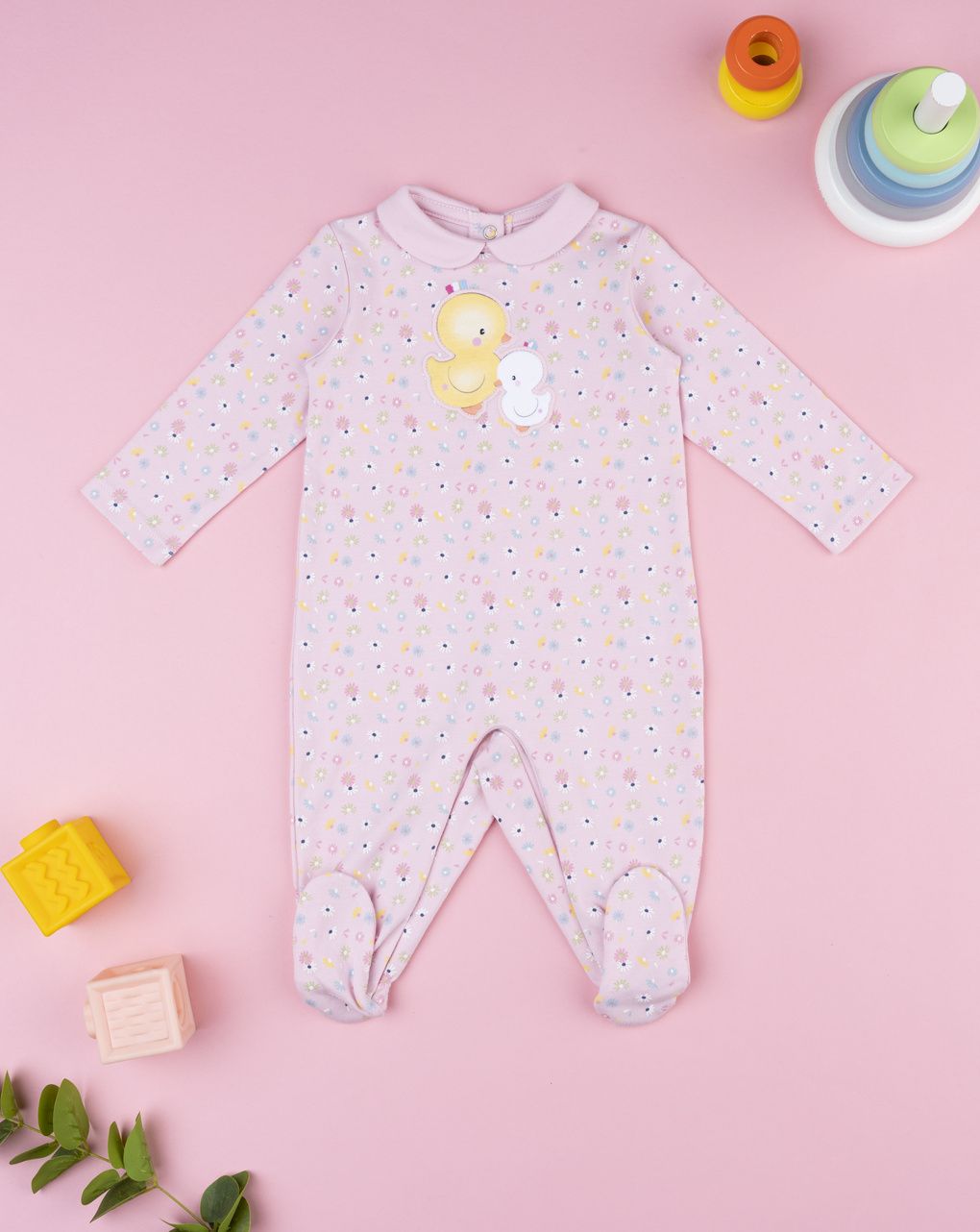 Prenatal Newborn Girl Pink Printed Baby Smile Sleepsuit