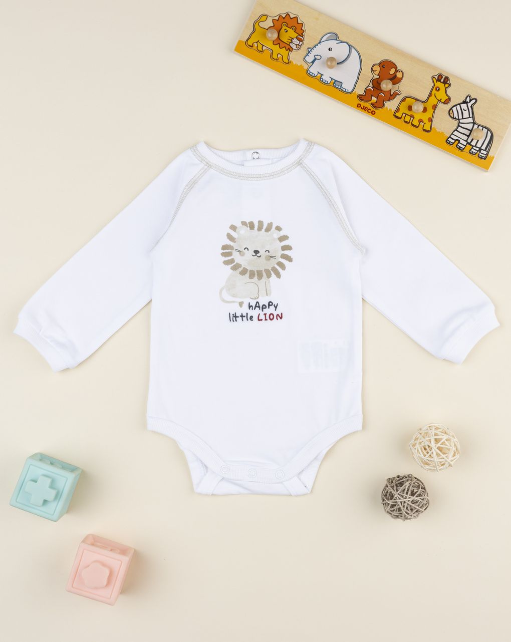Prenatal Newborn Boy Long Sleeve Lion Print Bodysuit