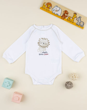 Prenatal Newborn Boy Long Sleeve Lion Print Bodysuit