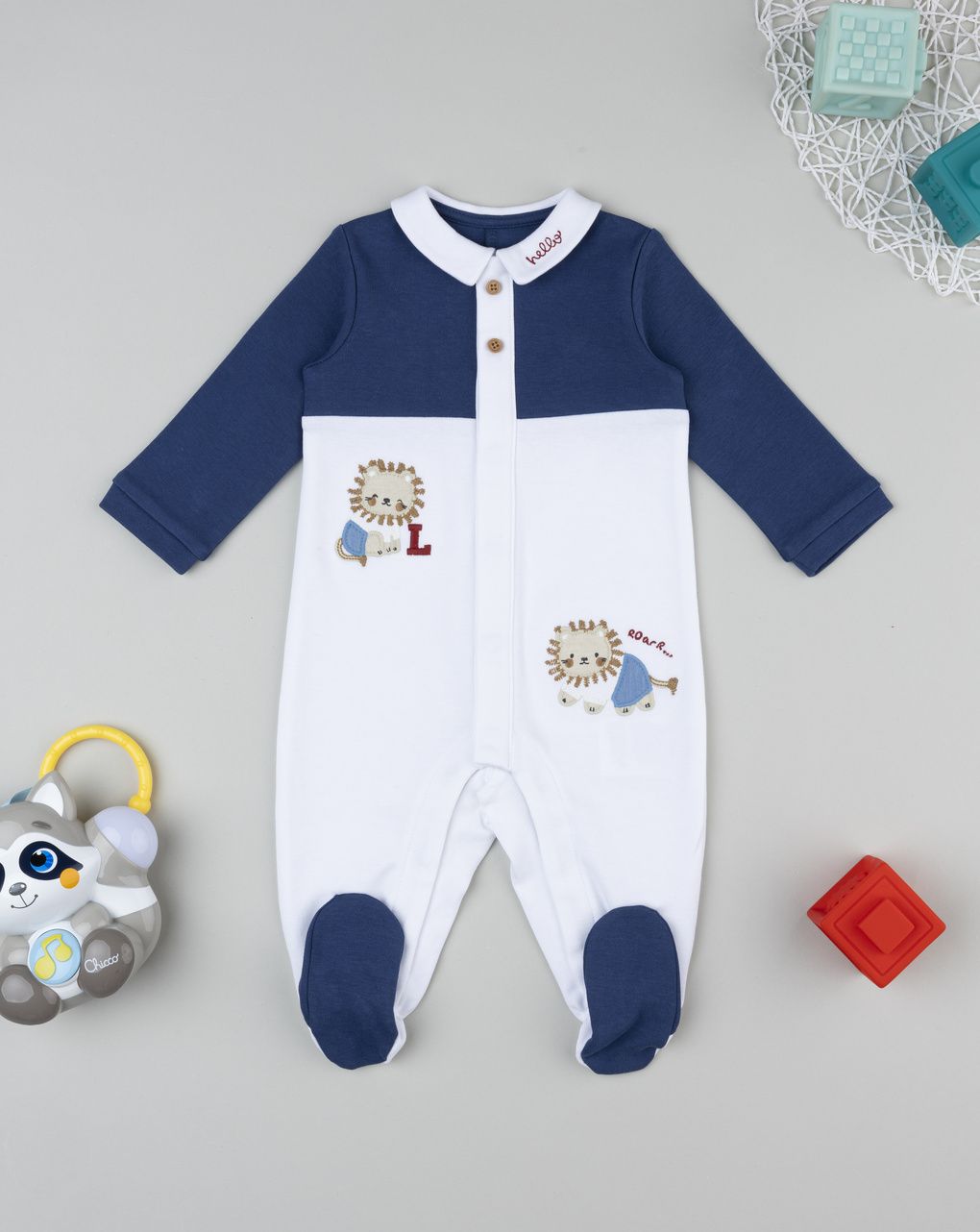 Prenatal Newborn Boy Two-Tone Lion Cub Sleepsuit