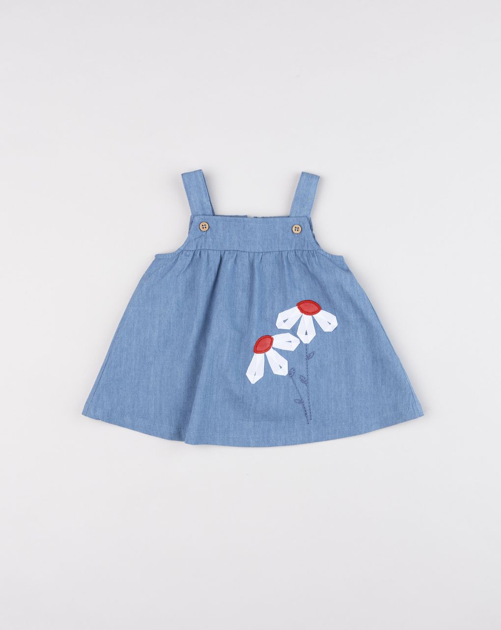 Prenatal Summer Chambray Dress with Floral Appliqué