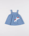 Prenatal Summer Chambray Dress with Floral Appliqué