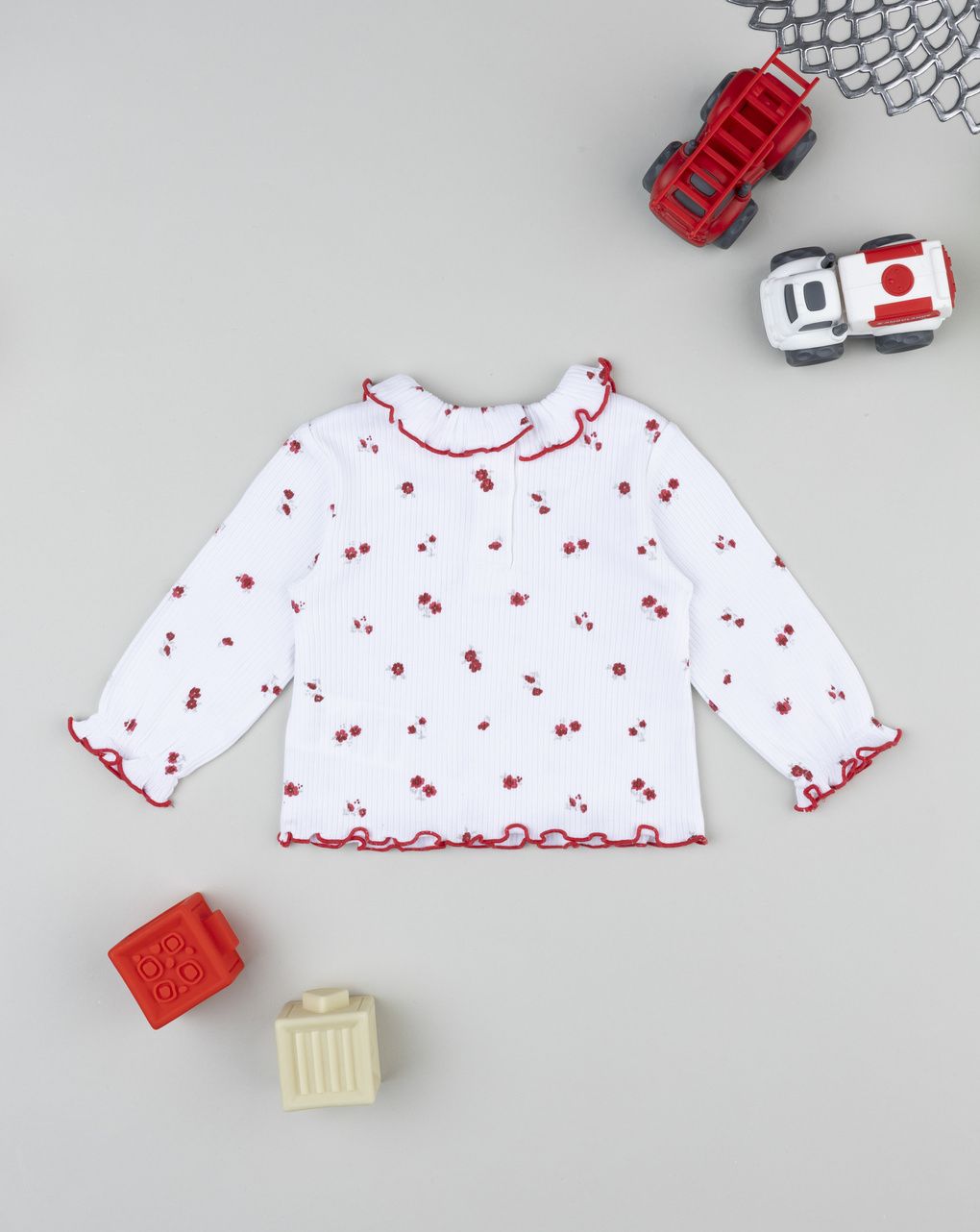 Prenatal Newborn Girl Ribbed Floral T-Shirt