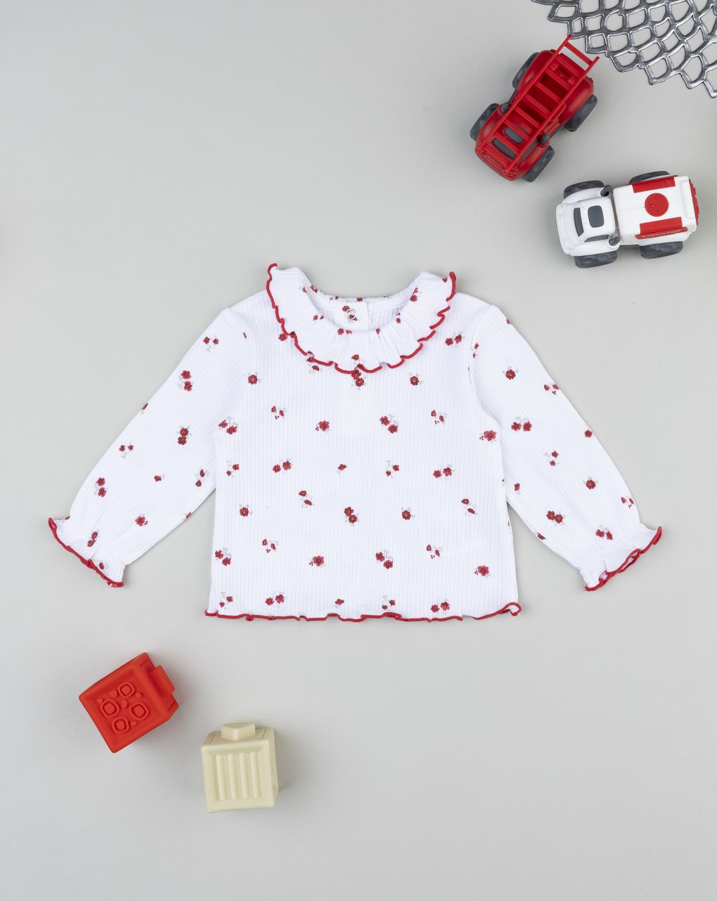 Prenatal Newborn Girl Ribbed Floral T-Shirt