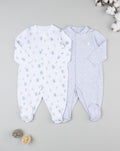 Prenatal Pack of 2 Boy White/Grey Bear Sleepsuit