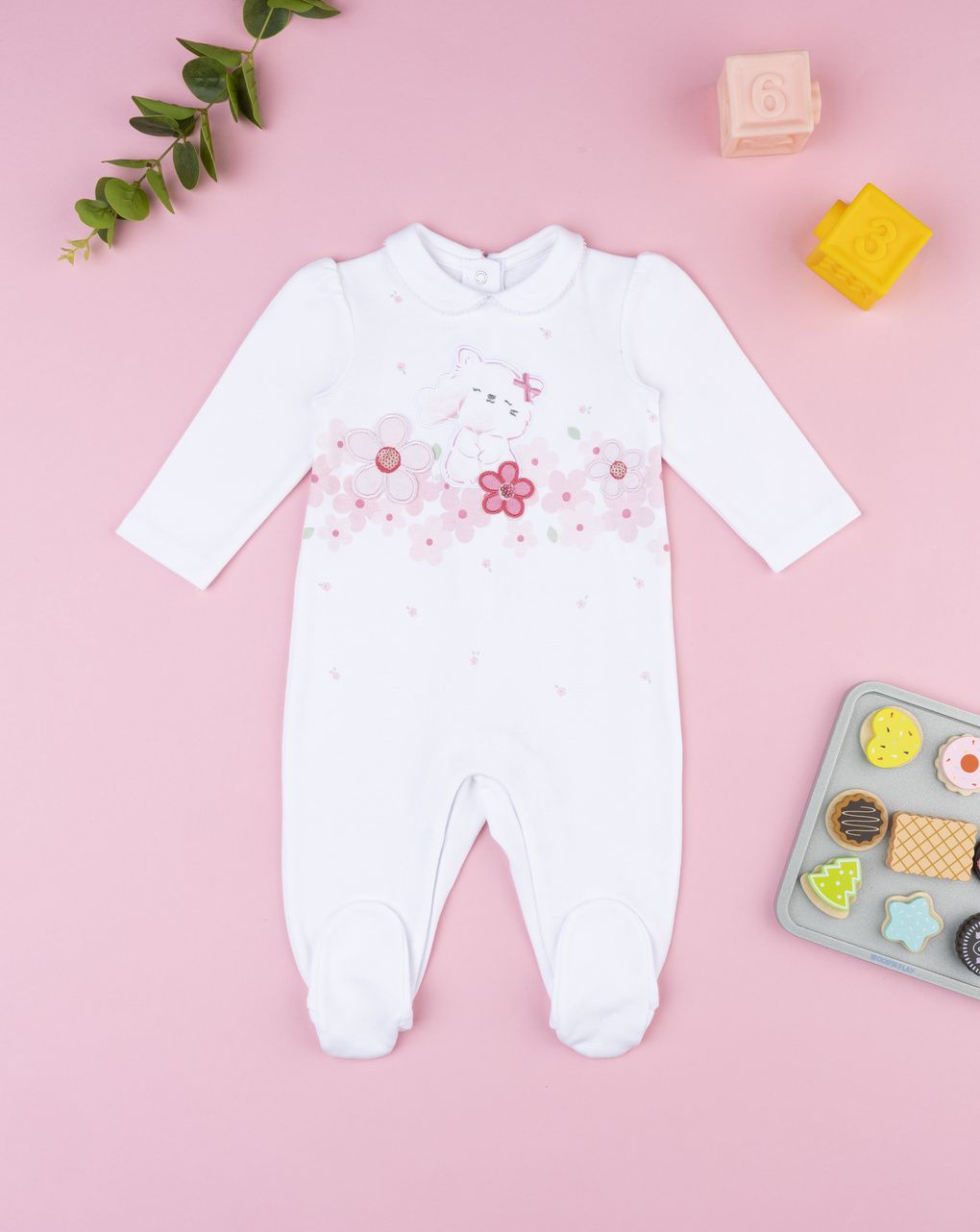 Prenatal Girl Cat and Flower Sleepsuit