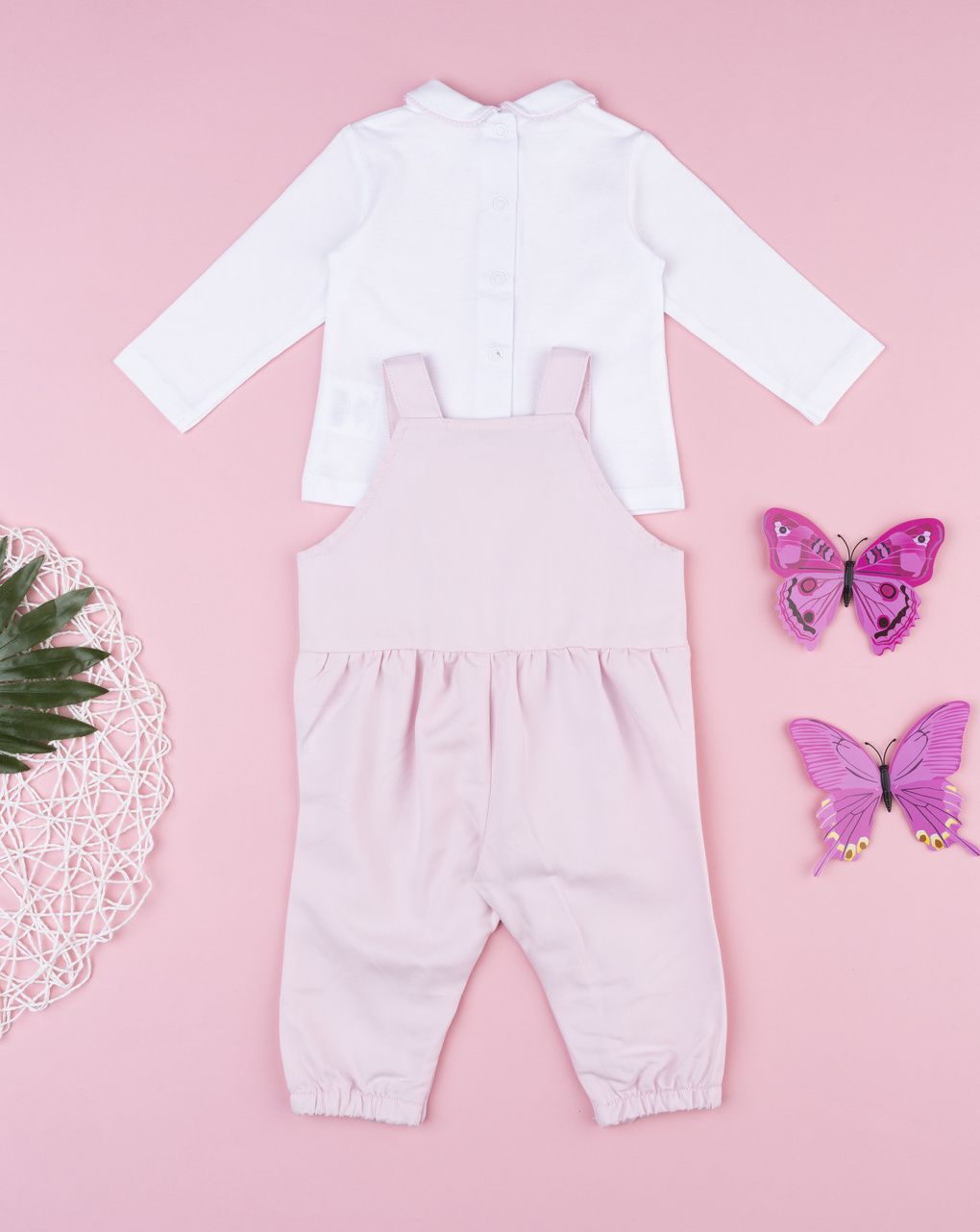 Prenatal Girl Pink Dungaree Set