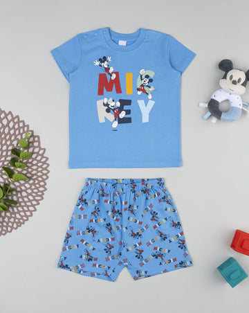Prenatal Boy Blue Short Mickey Mouse Pyjama