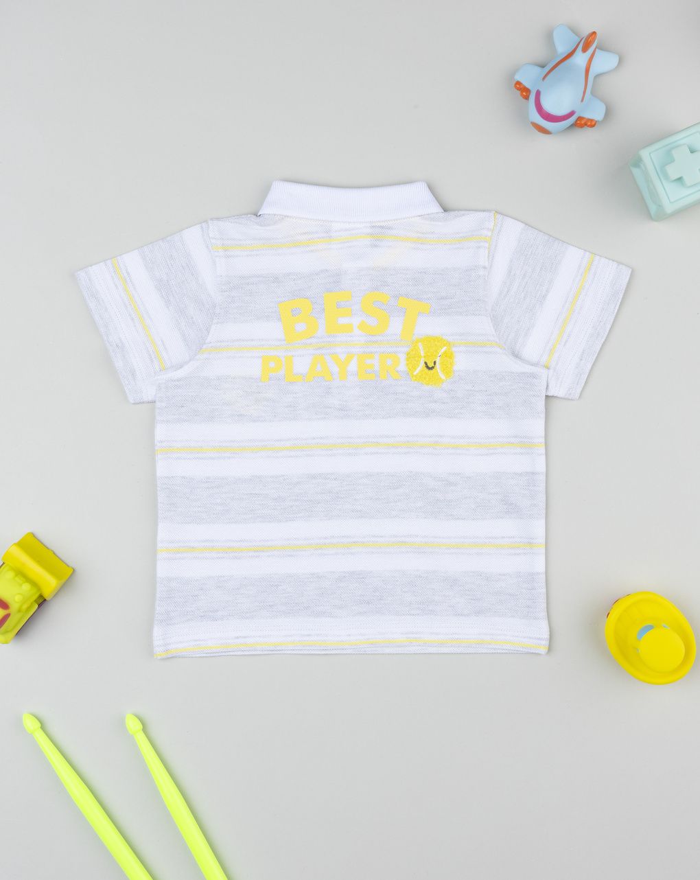 Prenatal Boy White/Grey Mickey Mouse Polo Shirt
