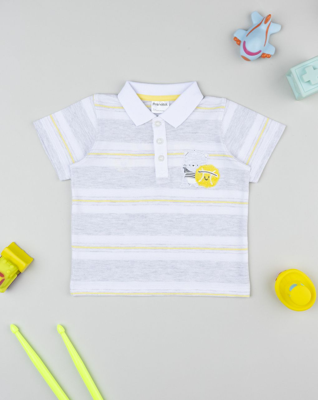Prenatal Boy White/Grey Mickey Mouse Polo Shirt