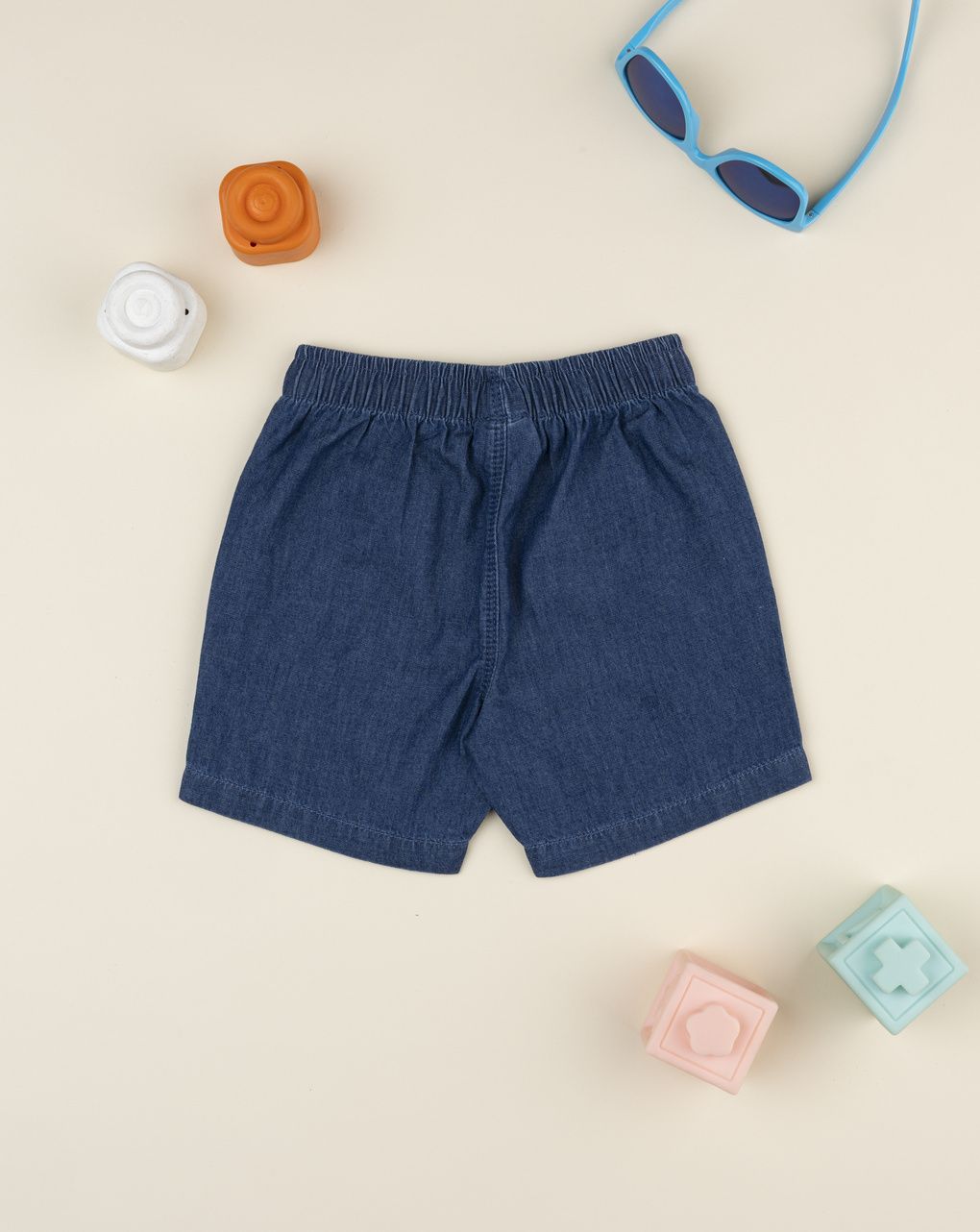 Prenatal Boy Blue Bermuda Short with Patch