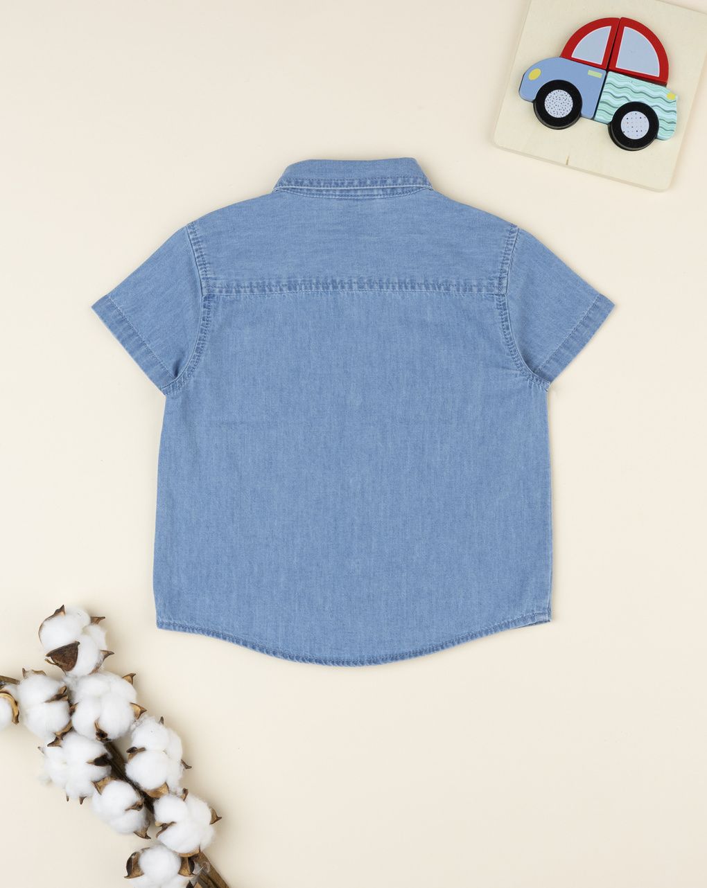 Prenatal Boy Short Sleeve Denim Shirt