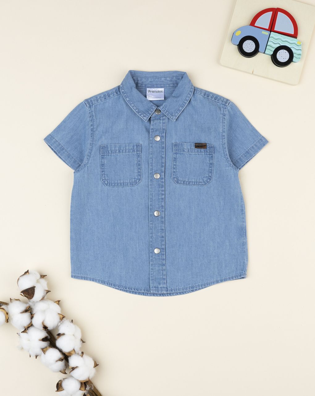 Prenatal Boy Short Sleeve Denim Shirt