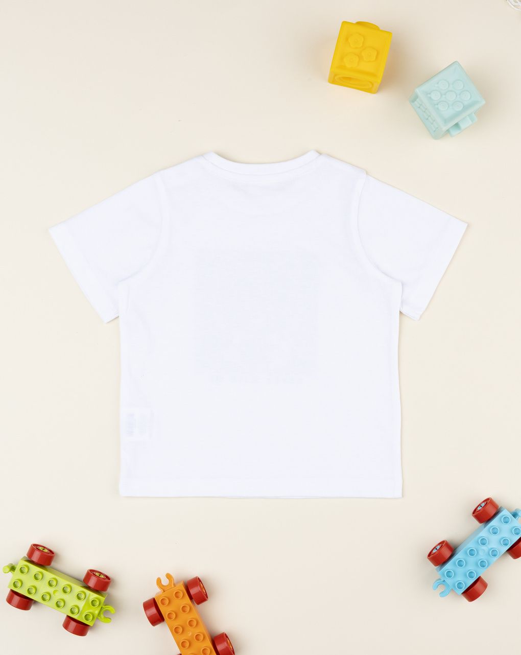 Prenatal Boy White Raised Print T-Shirt