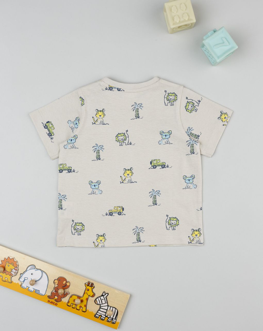 Prenatal Boy Beige Allover Animal Print T-Shirt