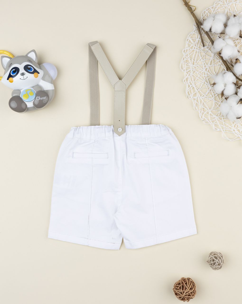 Prenatal Boy White Trouser with Suspender