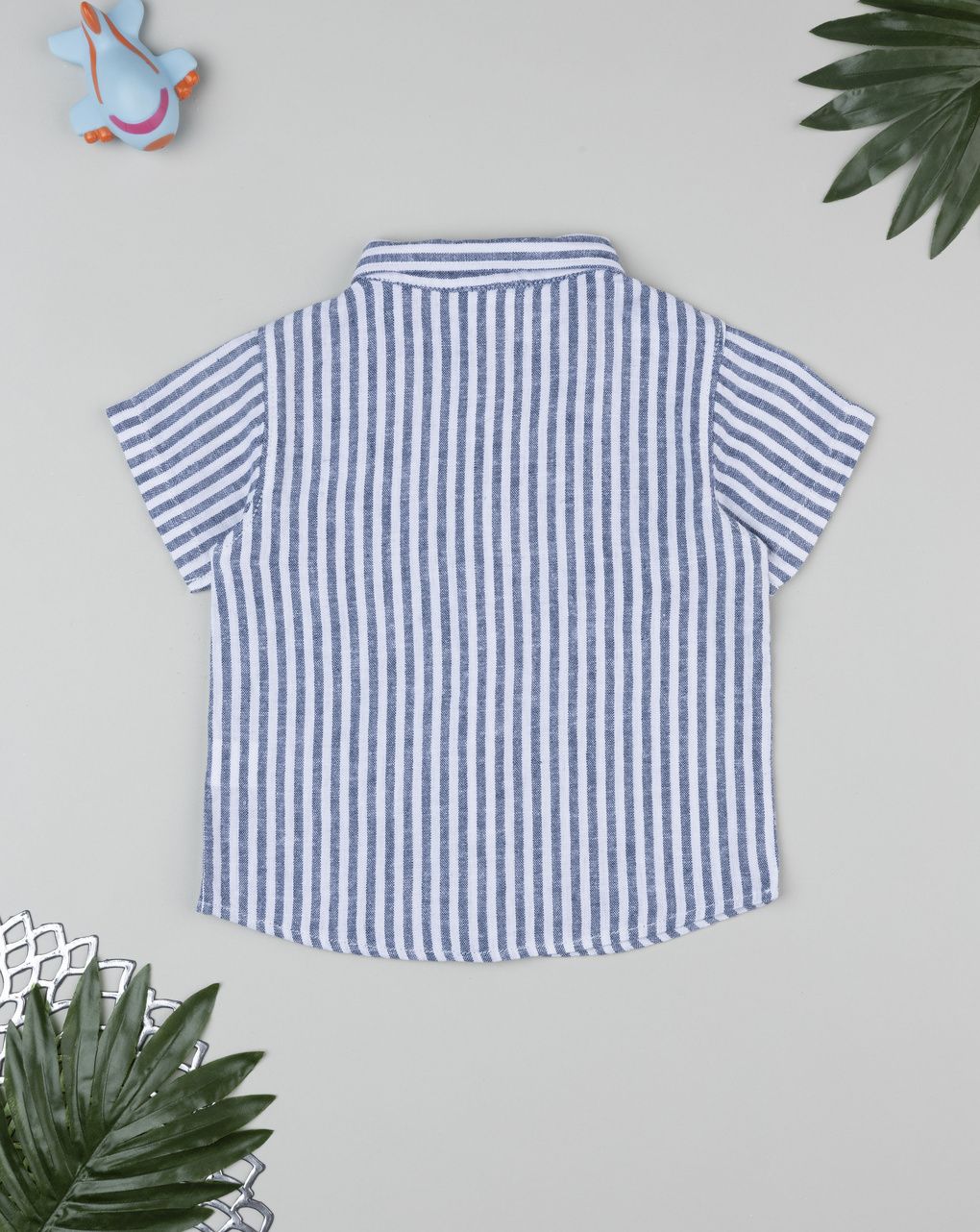 Prenatal Boy White/Blue Linen Shirt